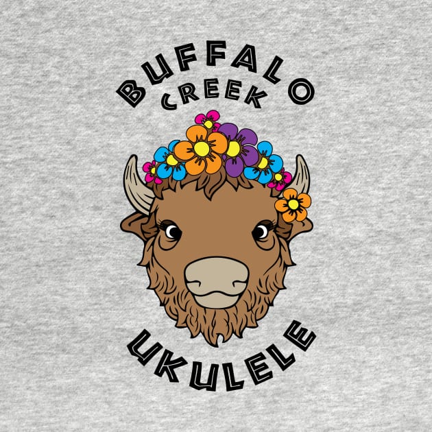 Buffalo Creek Ukulele T-Shirt_Black Text by Sara Howard